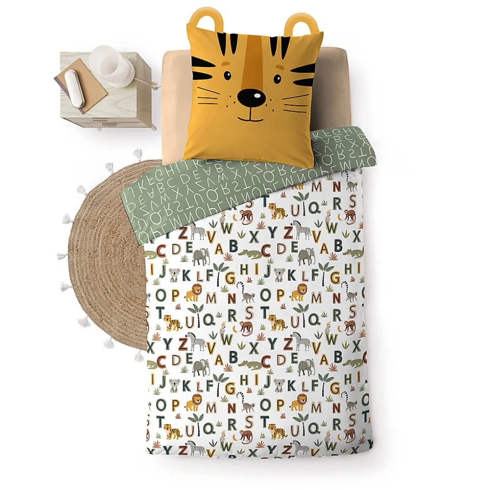 Housse de couette + taie enfant Tigre Lion