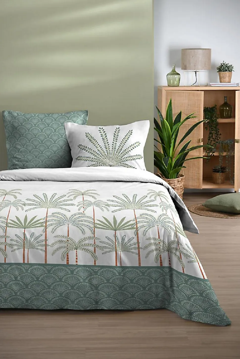 Housse de couette + taies 240x260cm Promenade sous les palmiers