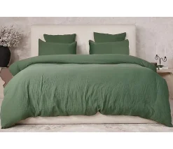 Housse de couette + taies gaze de coton lave Douceur