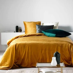 Housse de Couette 240 x 220 cm Velours Uni Velina Anthracite + 2 Taies