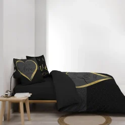 Housse de couette 240 x 220 cm + 2 taies Coton 42 fils Imprimé placé Crazy Love