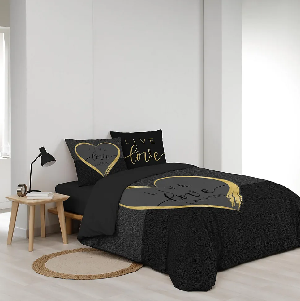 Housse de couette 240 x 220 cm + 2 taies Coton 42 fils Imprimé placé Crazy Love