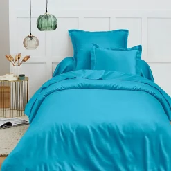 Housse de couette 140 x 200 cm "Prémium" pour lit 1 place - Prémium Cyan