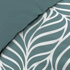 Housse de couette 240 x 220 cm imprimée 57 fils MORGANE Bleu 2 taies incluses