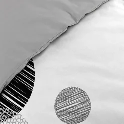 Housse de Couette 240 x 220 cm + 2 Taies 100 % Coton 57 Fils Stormi Noir & Blanc