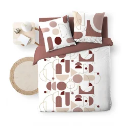 Housse de couette 260 x 240 cm coton 42 fils + 2 taies Chilipop rose