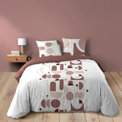Housse de couette 260 x 240 cm coton 42 fils + 2 taies Chilipop rose
