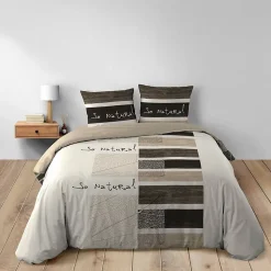 Housse de couette 260 x 240 cm + 2 taies Coton 42 fils Motif So Natural