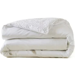 Housse de couette brodée 200x200 cm en satin de coton NINA blanc