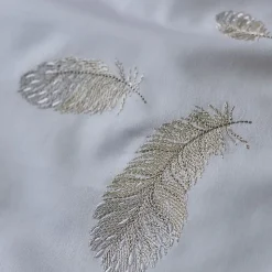 Housse de couette brodée 200x200 cm en satin de coton NINA blanc