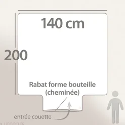 Housse de couette brodée 140x200 cm en percale de coton PASSE MONTAGNE bleu givré