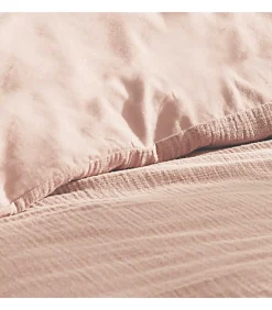Housse de couette double gaze coton uni Vieux rose 140x200cm - 140x200cm - Rose