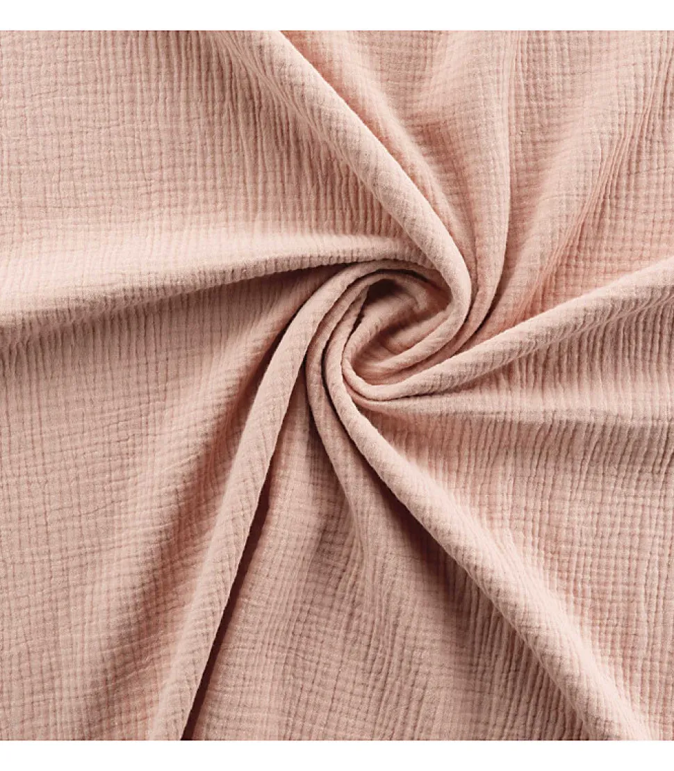 Housse de couette double gaze coton uni Vieux rose 140x200cm - 140x200cm - Rose