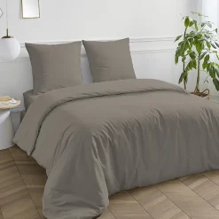 Housse de couette en coton 57 fils unie 200x200cm