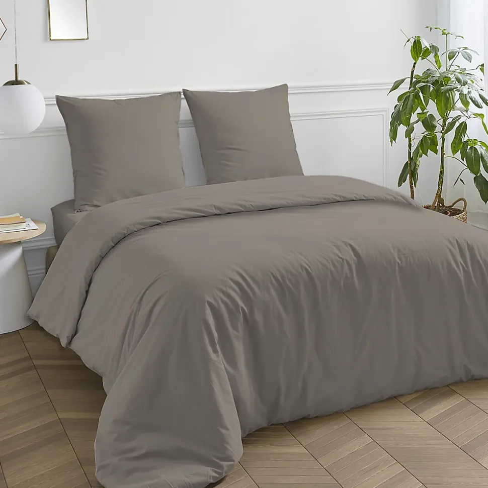 Housse de couette en coton 57 fils unie 200x200cm