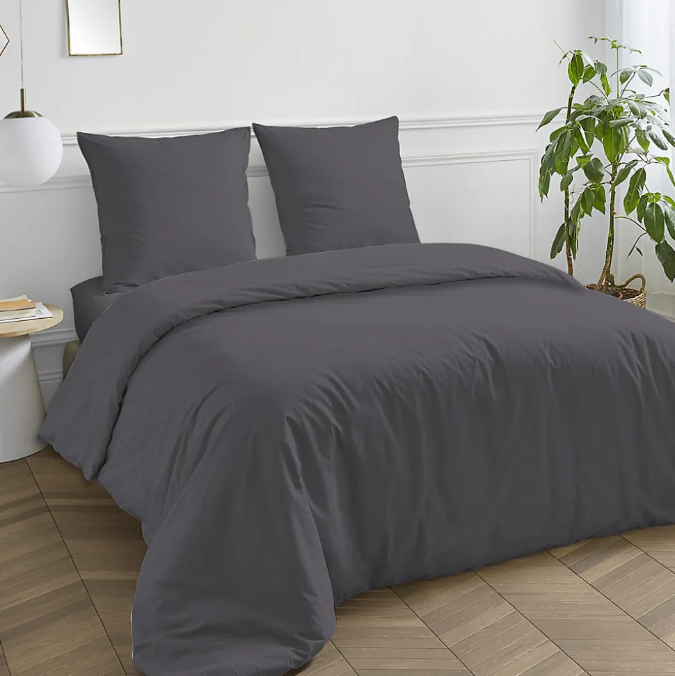 Housse de couette en coton 57 fils unie 200x200cm