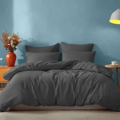 Housse de couette en coton Anthracite 140x200 cm STUDIO