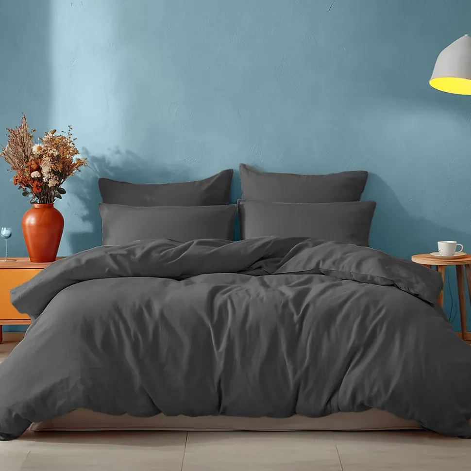 Housse de couette en coton Anthracite 140x200 cm STUDIO