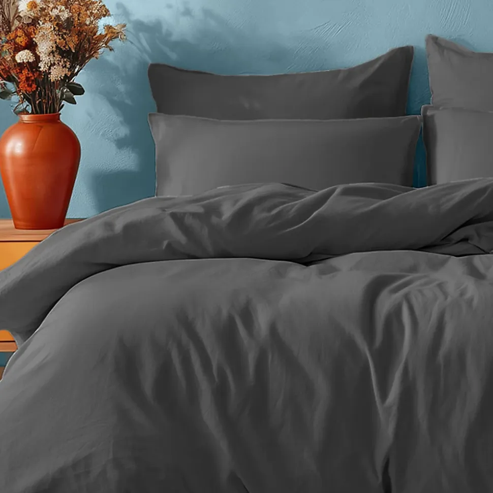 Housse de couette en coton Anthracite 140x200 cm STUDIO