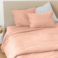Housse de couette en coton lavé Cap Ferret (200x200 cm - Rose)