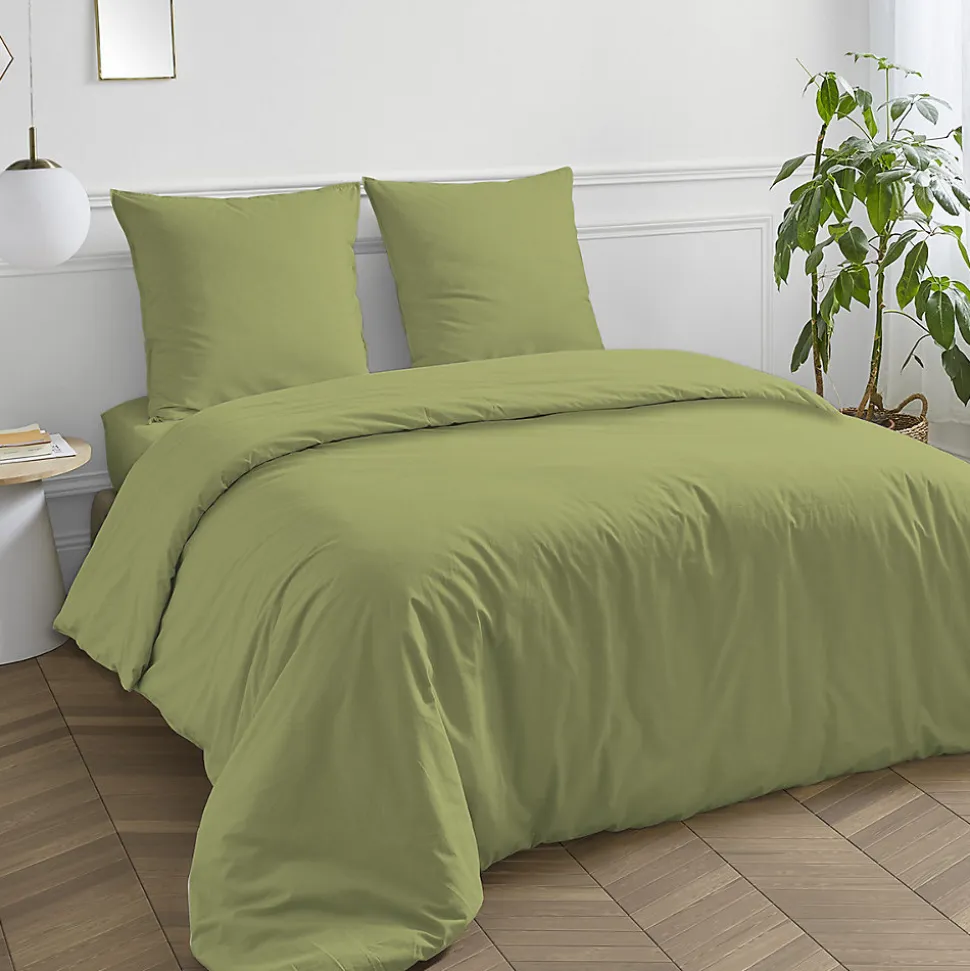 Housse de couette en coton 57 fils unie 260x240cm