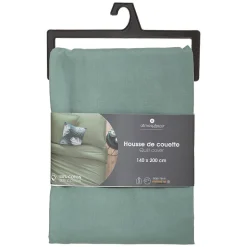Housse de couette en coton - vert céladon 140x200 cm - Atmosphera