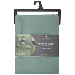 Housse de couette en coton - vert céladon 140x200 cm - Atmosphera