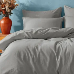 Housse de couette en coton Gris Perle 200x200 cm STUDIO