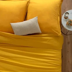 Housse de couette en coton - jaune moutarde 140x200 cm - Atmosphera