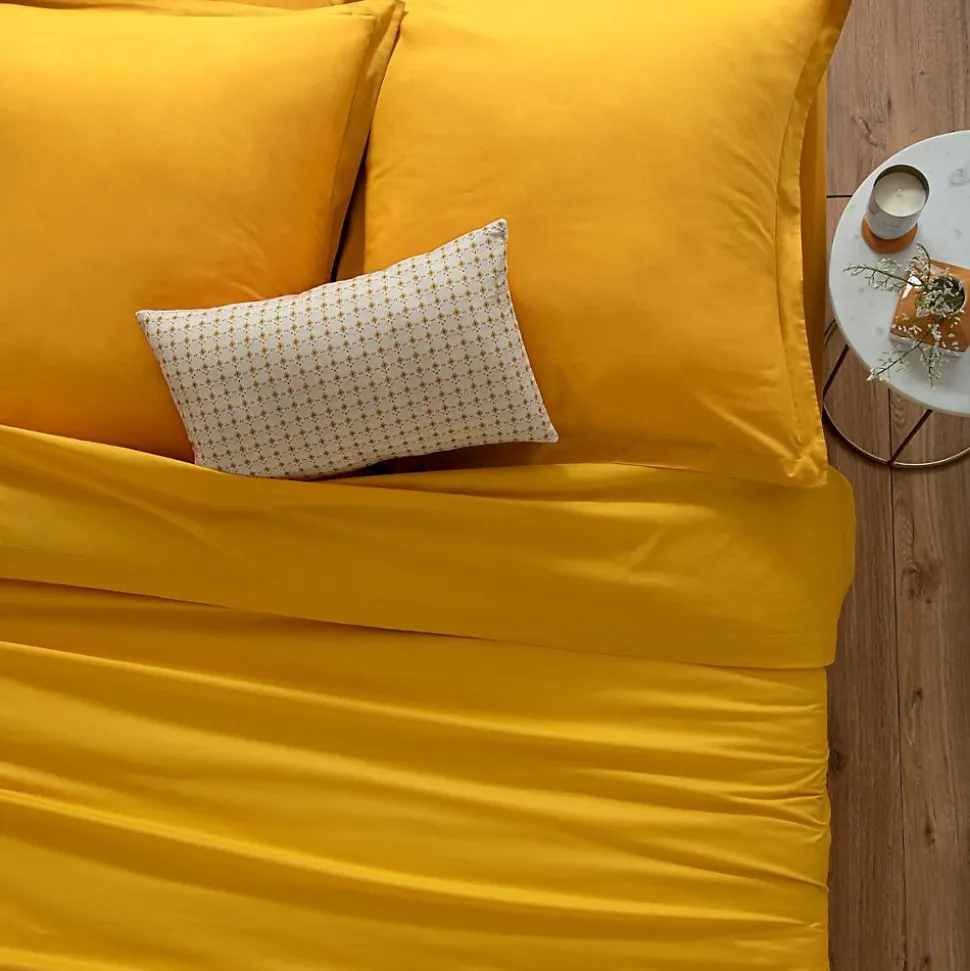 Housse de couette en coton - jaune moutarde 140x200 cm - Atmosphera