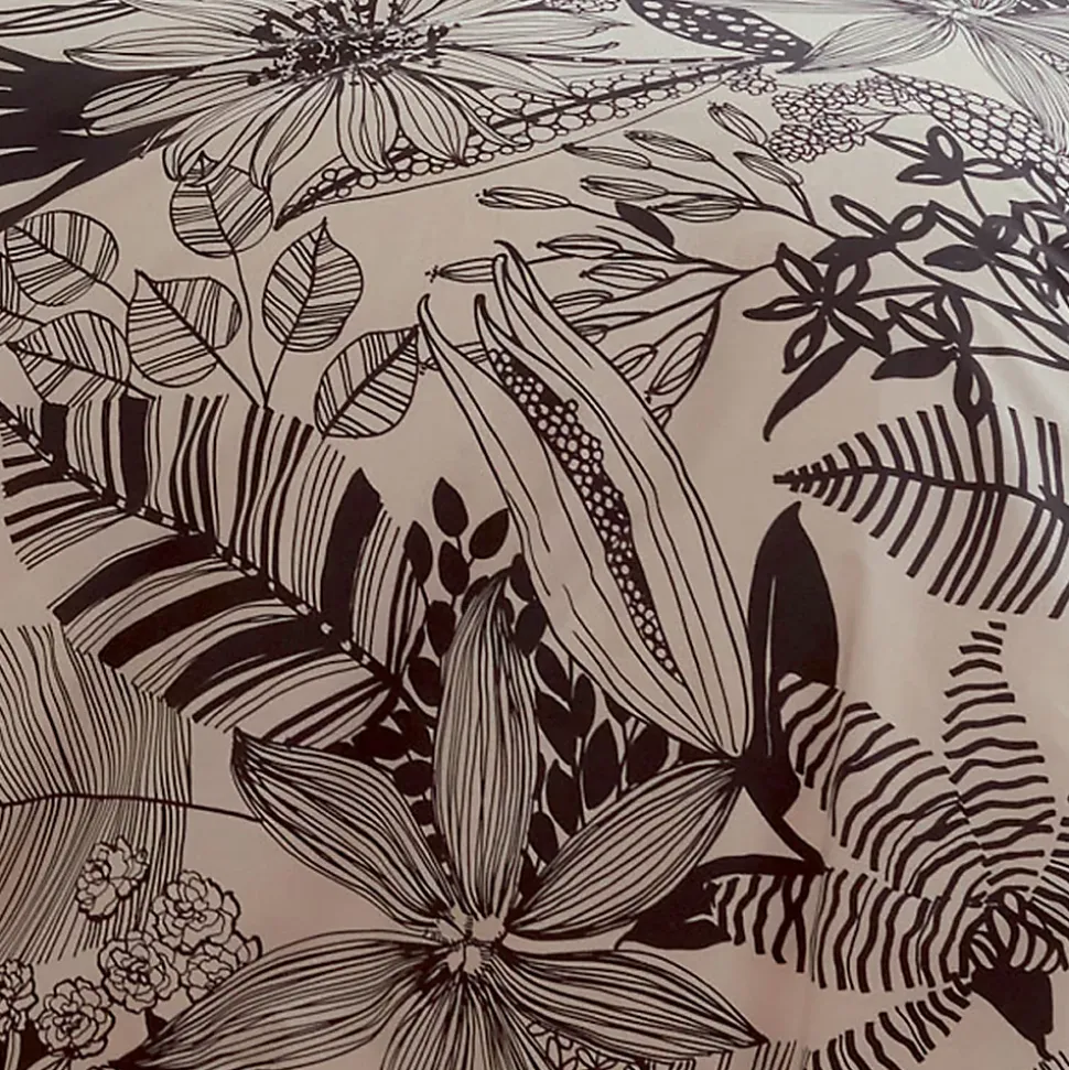 Housse de couette en percale aux impressions noires (240x220 cm - Beige)