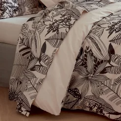 Housse de couette en percale aux impressions noires (240x220 cm - Beige)