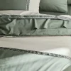 Housse de couette en percale de coton au galon géométrique (260x240 cm - Vert Olive)