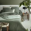 Housse de couette en percale de coton au galon géométrique (240x220 cm - Vert Olive)