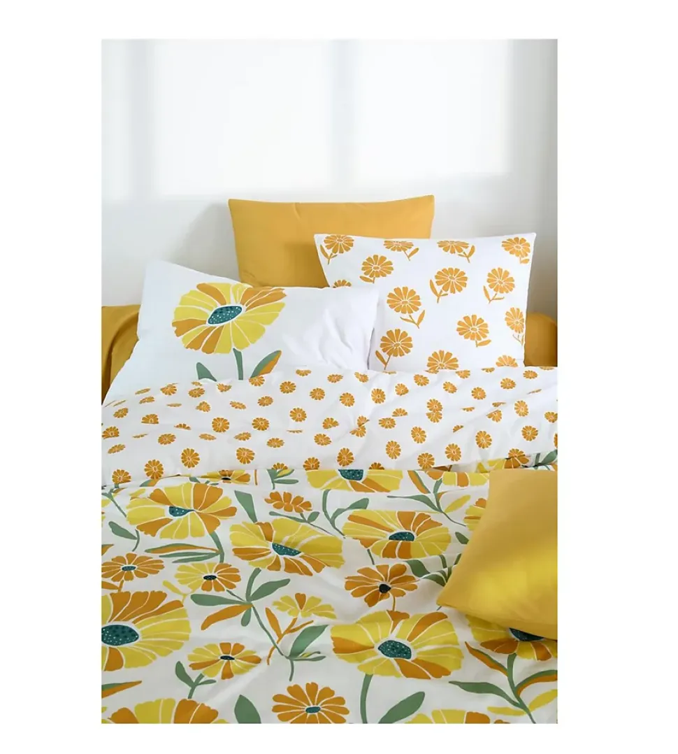 Housse de couette en percale de coton motif floral