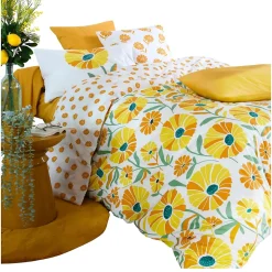 Housse de couette en percale de coton motif floral