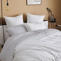 Housse de couette en percale au style géométrique (260x240 cm - Gris clair)