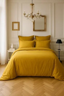 Housse de couette en satin de coton Uni