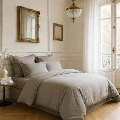 Housse de couette en satin de coton Uni