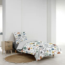 Housse de couette enfant 140 x 200 cm + 1 taie Coton 42 fils PTI BOLIDE