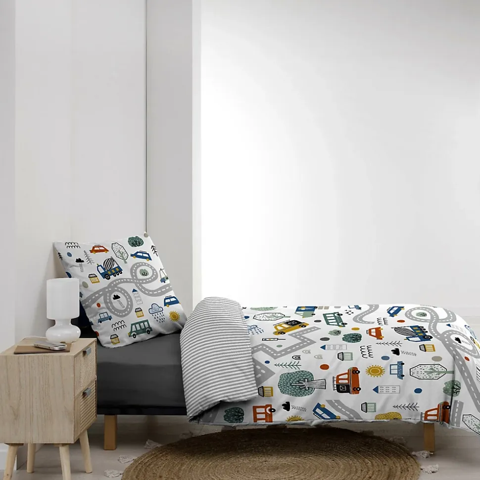 Housse de couette enfant 140 x 200 cm + 1 taie Coton 42 fils PTI BOLIDE