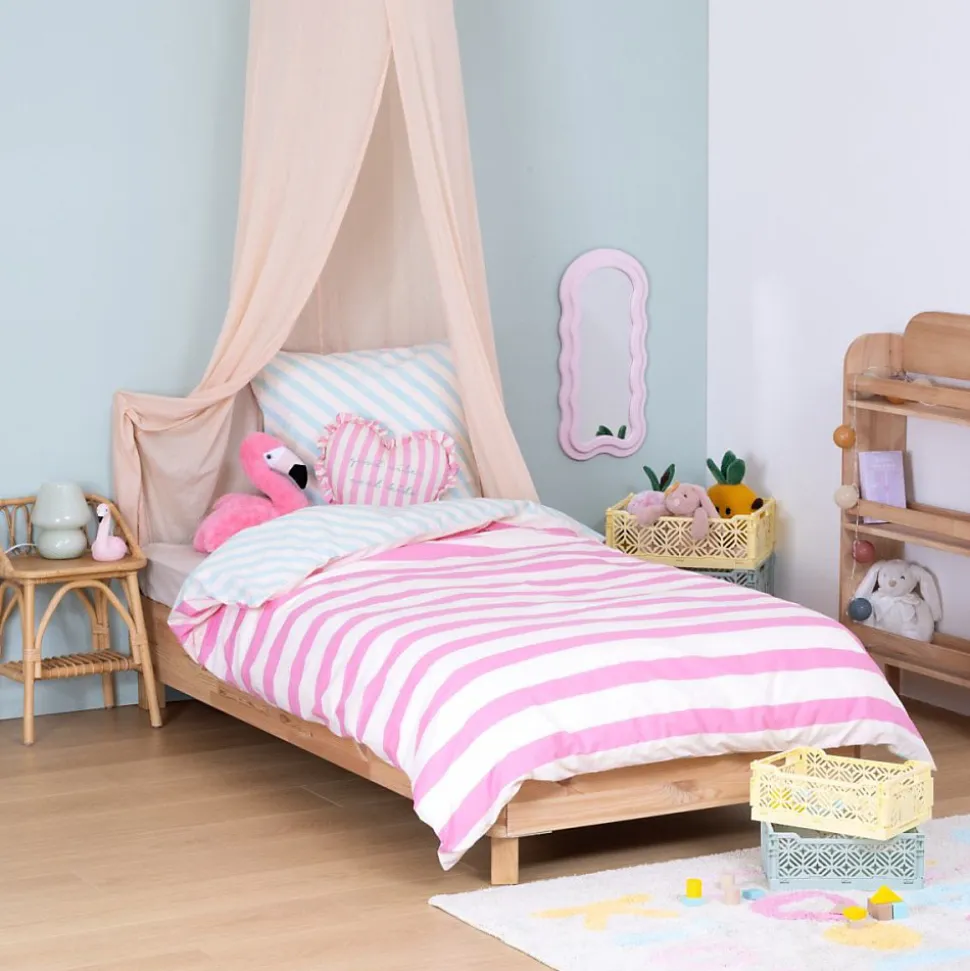 Housse de couette enfant 140x200 Rayures + taie coton 57 fils