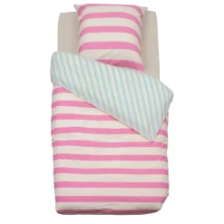 Housse de couette enfant 140x200 Rayures + taie coton 57 fils