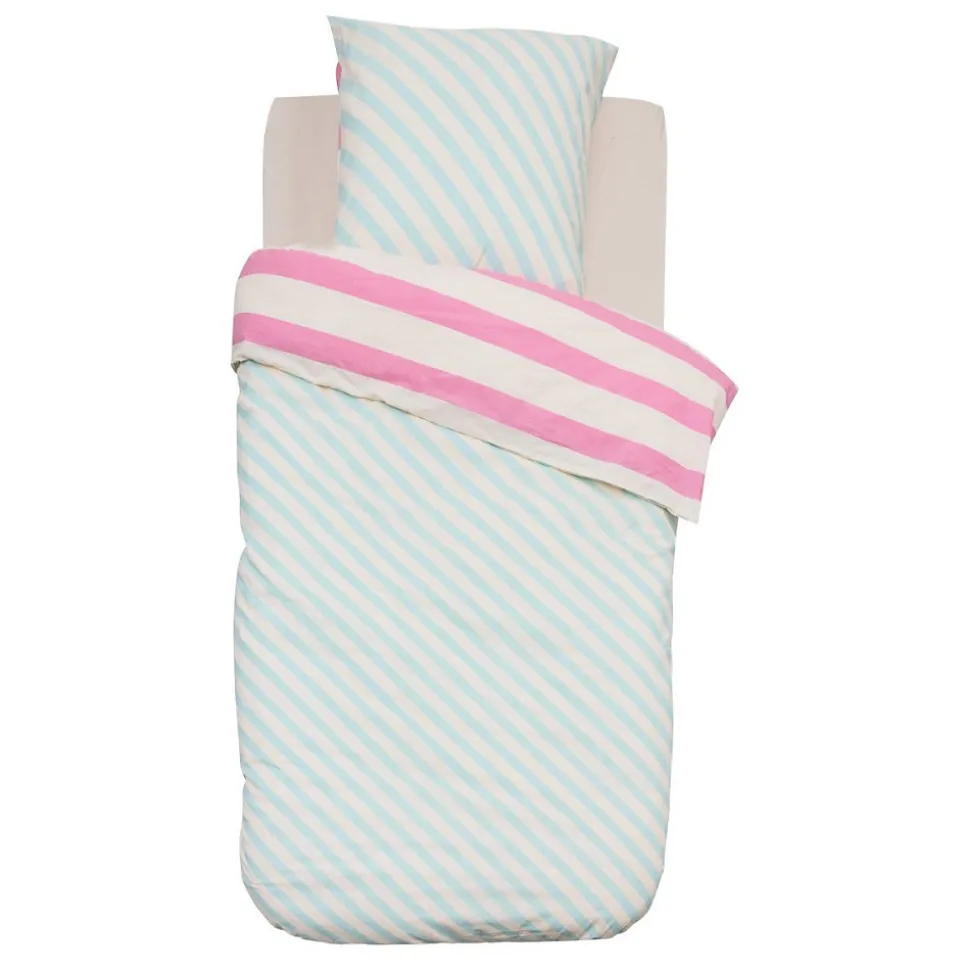 Housse de couette enfant 140x200 Rayures + taie coton 57 fils