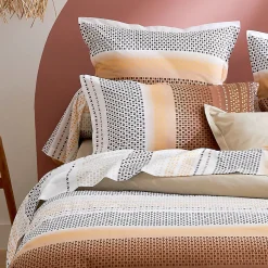 Housse de couette esprit géométrique en coton (260x240 cm - Cuivre)