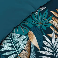 Housse de couette imprimé allover 42 fils "Alianor" - 240x260cm - Bleu canard