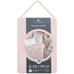 Housse de couette Linah - rose - lin lavé 260x240 cm - Atmosphera