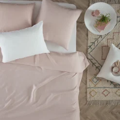 Housse de couette Linah - rose - lin lavé 260x240 cm - Atmosphera