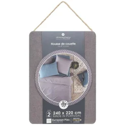 Housse de couette Linah - gris - lin lavé 240x220 cm - Atmosphera