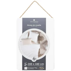 Housse de couette Linah - blanc - lin lavé 260x240 cm - Atmosphera